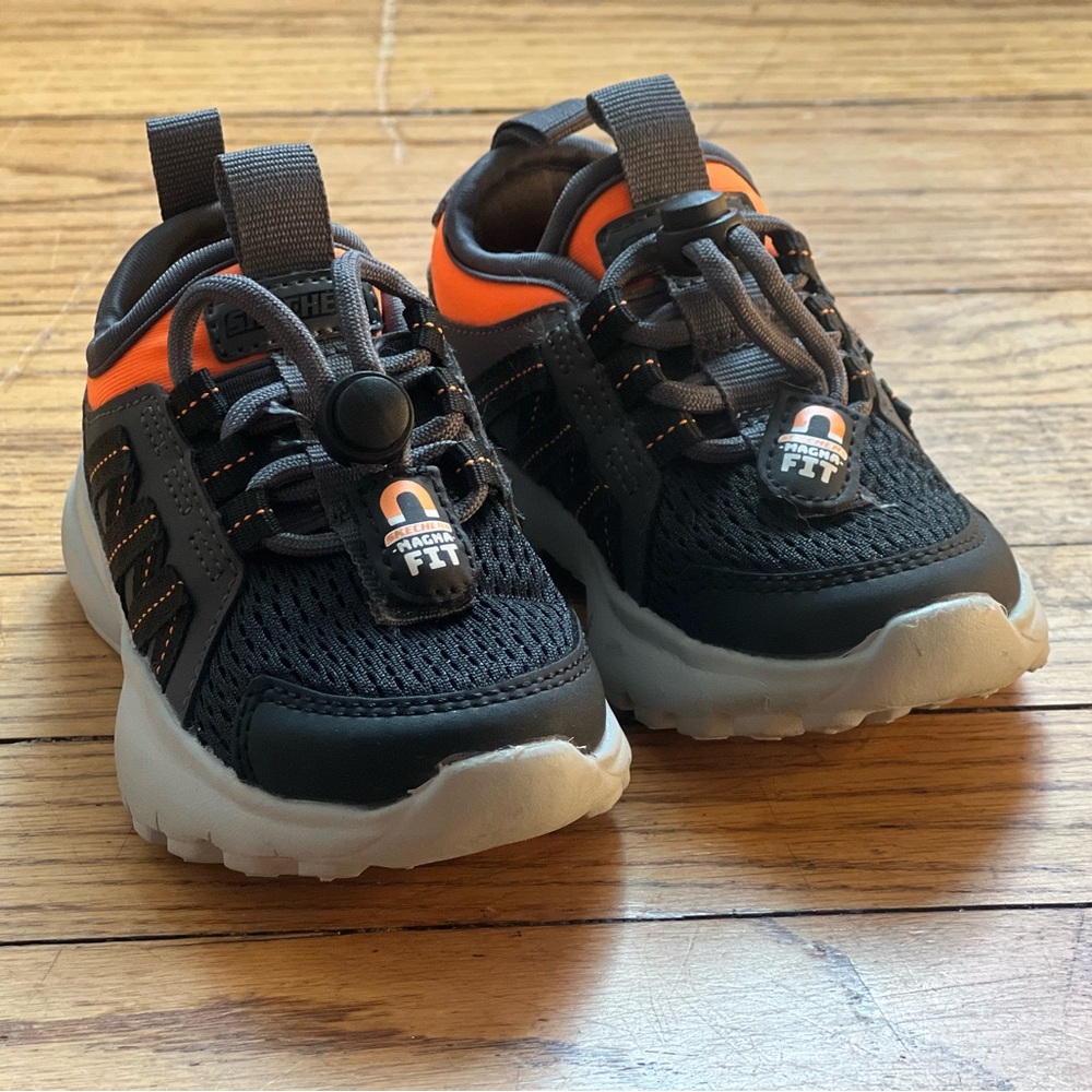 Skechers Kids Black and Orange Athletic Sneakers